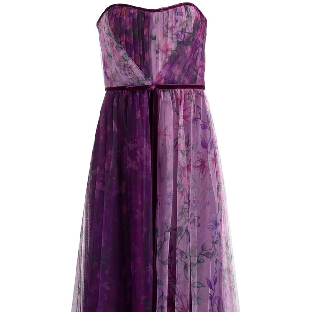 ISO Marchesa Notte Floral Tulle Tea Dress